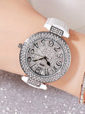 Women's Watch Full Drill Diamond large dial Leather Strap elegant watch