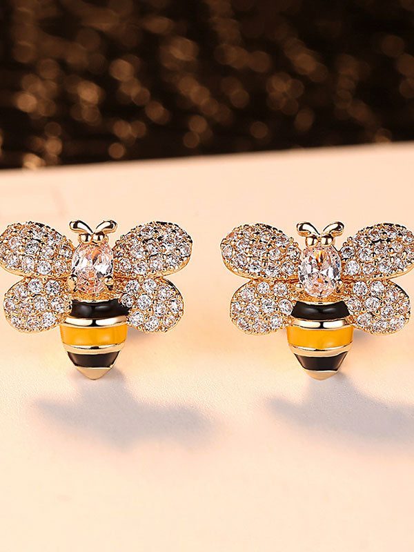 Oil-dripping Honeybee Pattern Earrings