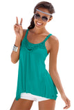 Green Lace Patchwork Sleeveless Top