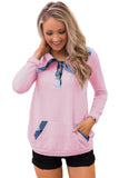 Pink Touch of Plaid Pullover Button Sweatshirt