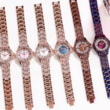 Fashion Goldie full diamond Roman scale steel band women's watches