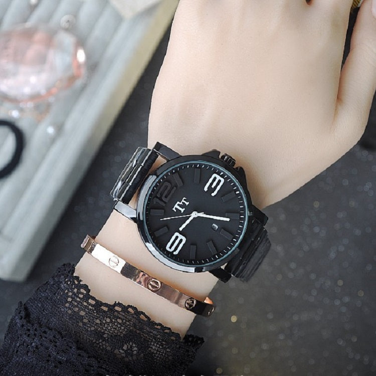 Black Stainless Steel Strap With Calendar Women's Watch