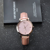 Simple Round Dial Leather Strap Women's Watch