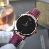 Simple Round Dial Leather Strap Women's Watch