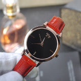 Simple Round Dial Leather Strap Women's Watch