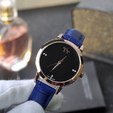 Rose Gold Frame Leather Strap Women's Watch