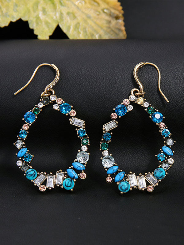 Colorful Gemstone Oval Earrings