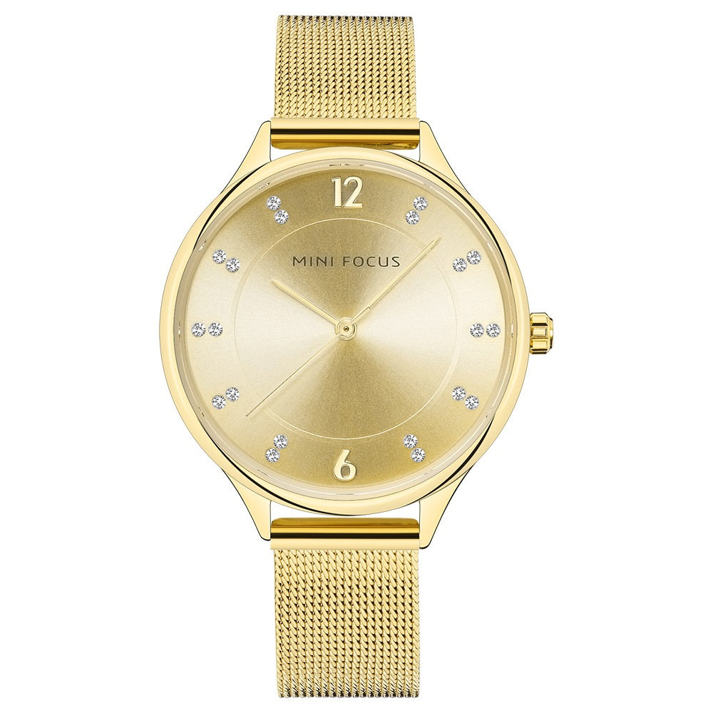 Stylish simple diamond set Japanese movement waterproof Milan watch with female watch