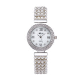 Pearl Strap Round Dial Women's Watch