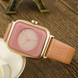 Women's Watch black square pattern dial leather strap quartz women's clothing watch