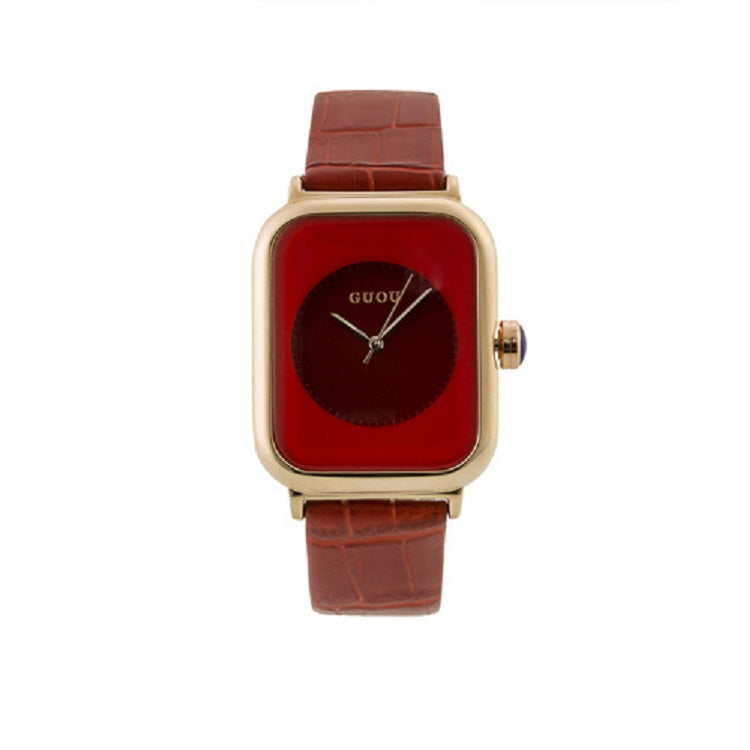 Women's Watch black square pattern dial leather strap quartz women's clothing watch