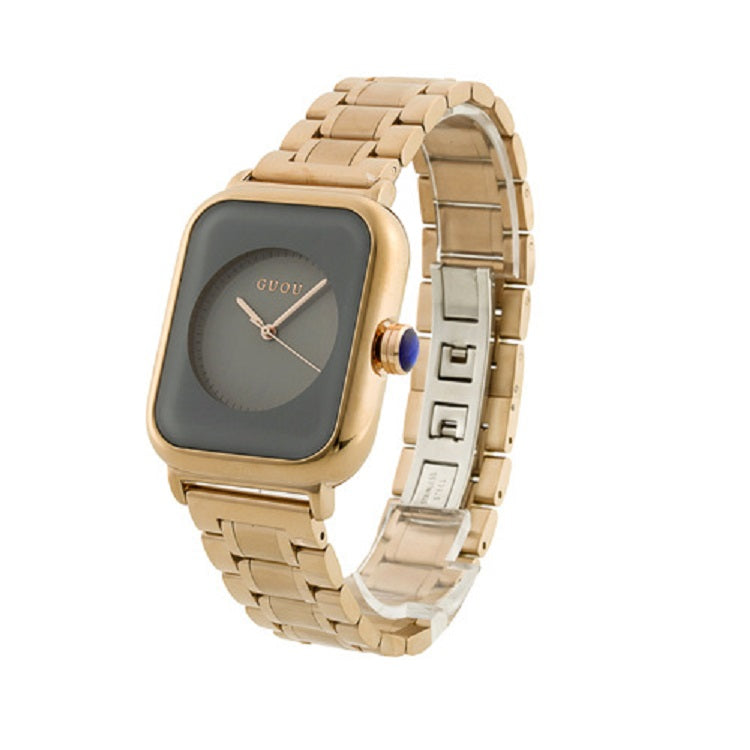 Women's Watch square purple dial stainless steel strap quartz simple watch