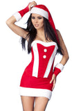 Red Velvet Bustier Christmas Costume Set