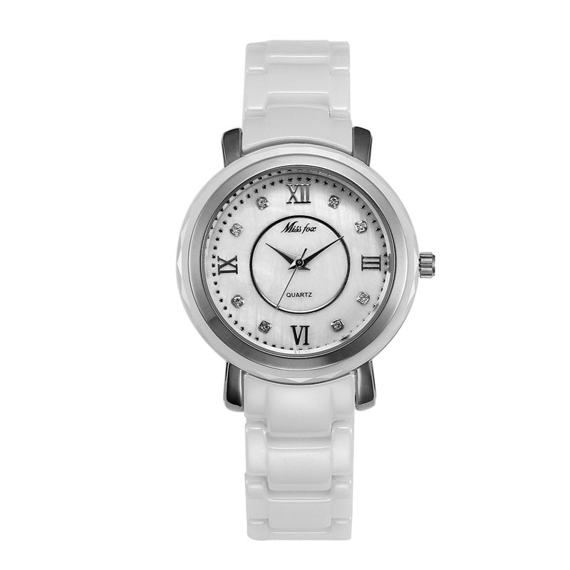 Ceramic Round Dial Quartz Women's Watch