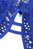 Royal Blue Lace Hollow Out Padded Maillot Swimsuit
