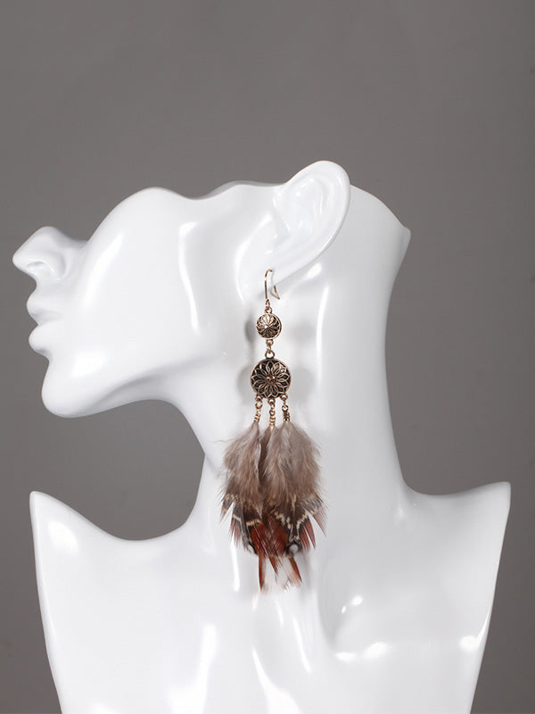 Round Feather Earrings
