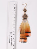 Round Multi-pattern Feather Earrings