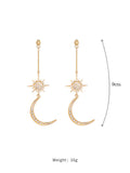Gold Star&Moon Long Earrings