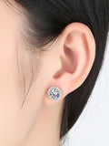 Circular Drill Zircon Crown Stud Earrings