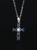 Blue Zircon Cross Necklace