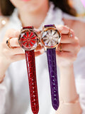 Women's Watch Rotatable Leather Strap