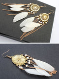 Feather Chain Tassel Long Earrings