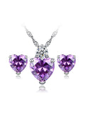 Sincerely Heart Crystal Zircon Necklace&Earrrings Set