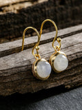 White Natural Moonstone Earrings