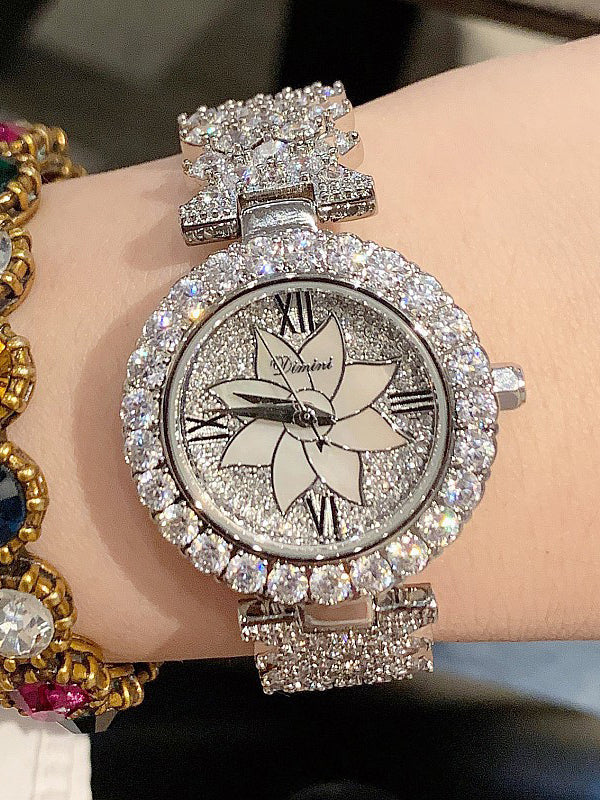 Eight Petals Diamond Pattern Strap Women's Watch