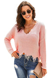 Pink Tainted Love Cotton Distressed Sweater