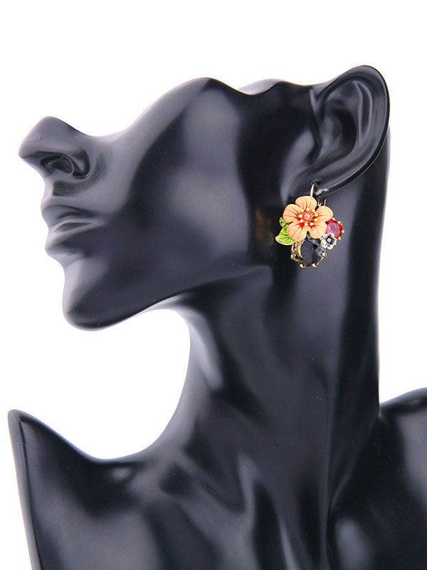 Glazed Flower Pattern Earrings