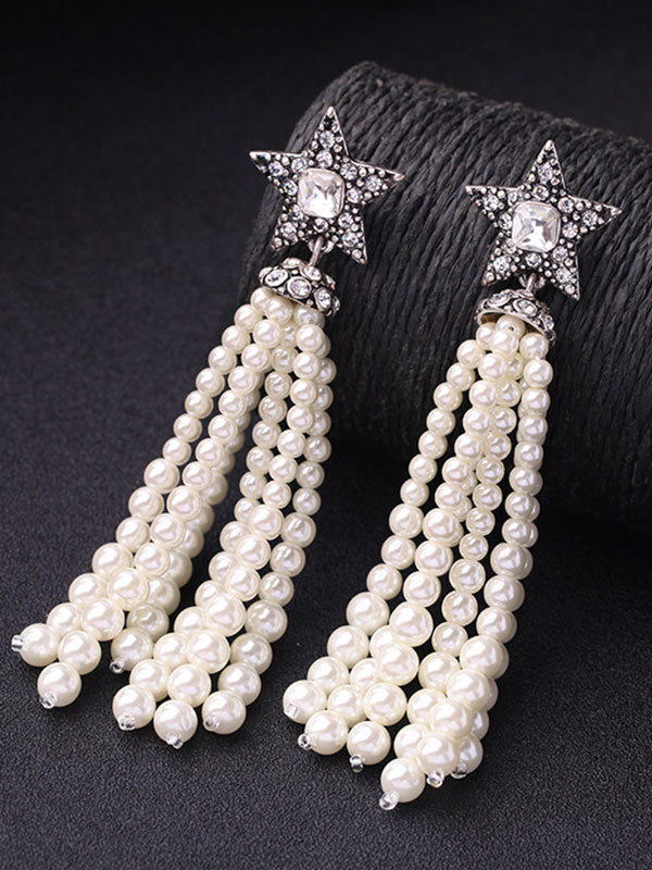 Exaggerated Pearl Long Earrings