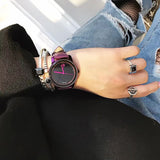 Purple Leather Strap Women's Watch