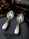 Elegant Artificial Diamond Pearl Earrings