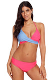 Rosy Blue Colorblock Bikini 2pcs Swimsuit