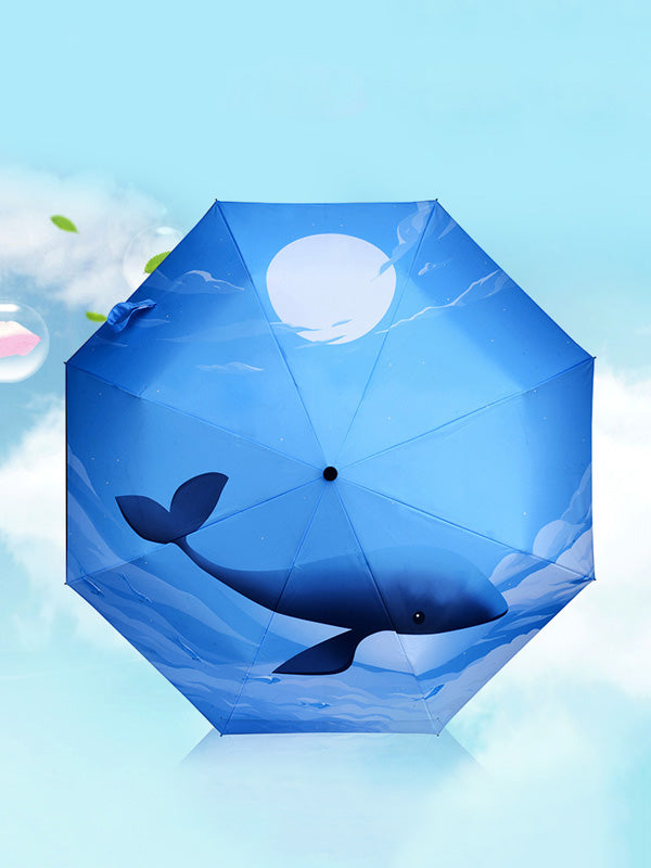 Sea Whale Pattern Folding Umbrella