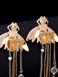 Bee Pattern Tassel Long Earrings