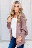 Pink Dolman Sleeve Open Front Knit Cardigan