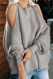 Gray Cold Shoulder Pullover Sweater