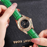 Large Dial Leather Strap Women's Watch