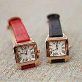 Women's Watch Retro Roman Numeral Scale Square dial leather strap elegant watch