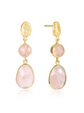 Natural Pink Crystal Drop Pattern Earrings