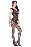 Hollow-out Pattern Open Crotch Seamless Bodystocking