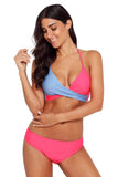 Rosy Blue Colorblock Bikini 2pcs Swimsuit
