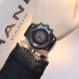 Large Dial Leather Strap Women's Watch