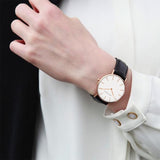 Simple White Dial Leather Strap Women's Watch