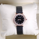 Women's Watch Seashell Dial With Diamonds leather strap elegant watch