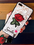 Painted Embossed Rose Lace Pattern Phone Case