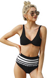 Pom Pom Mesh Insert High Waist Bikini