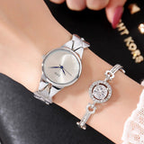 Elegant 2 Pcs Set Bracelet Women's Watch